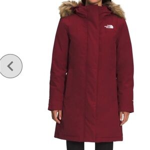 The North Face Arctic Parka Maroon  Jacket with Faux Fur Hood NWT